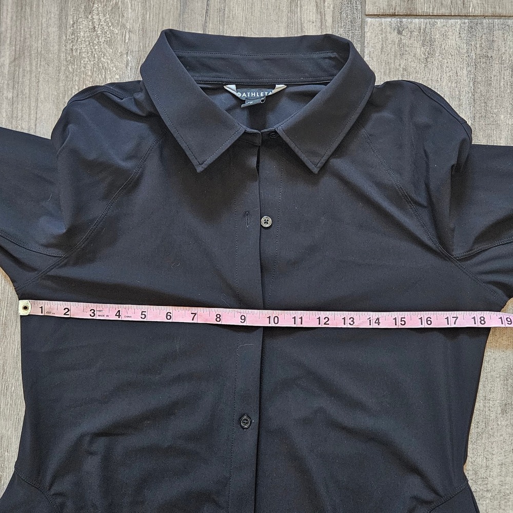 Athleta Cosmic Layer Dress Size S Black Long Sleeve Midi Pockets Stretch Minimal - Picture 4 of 12